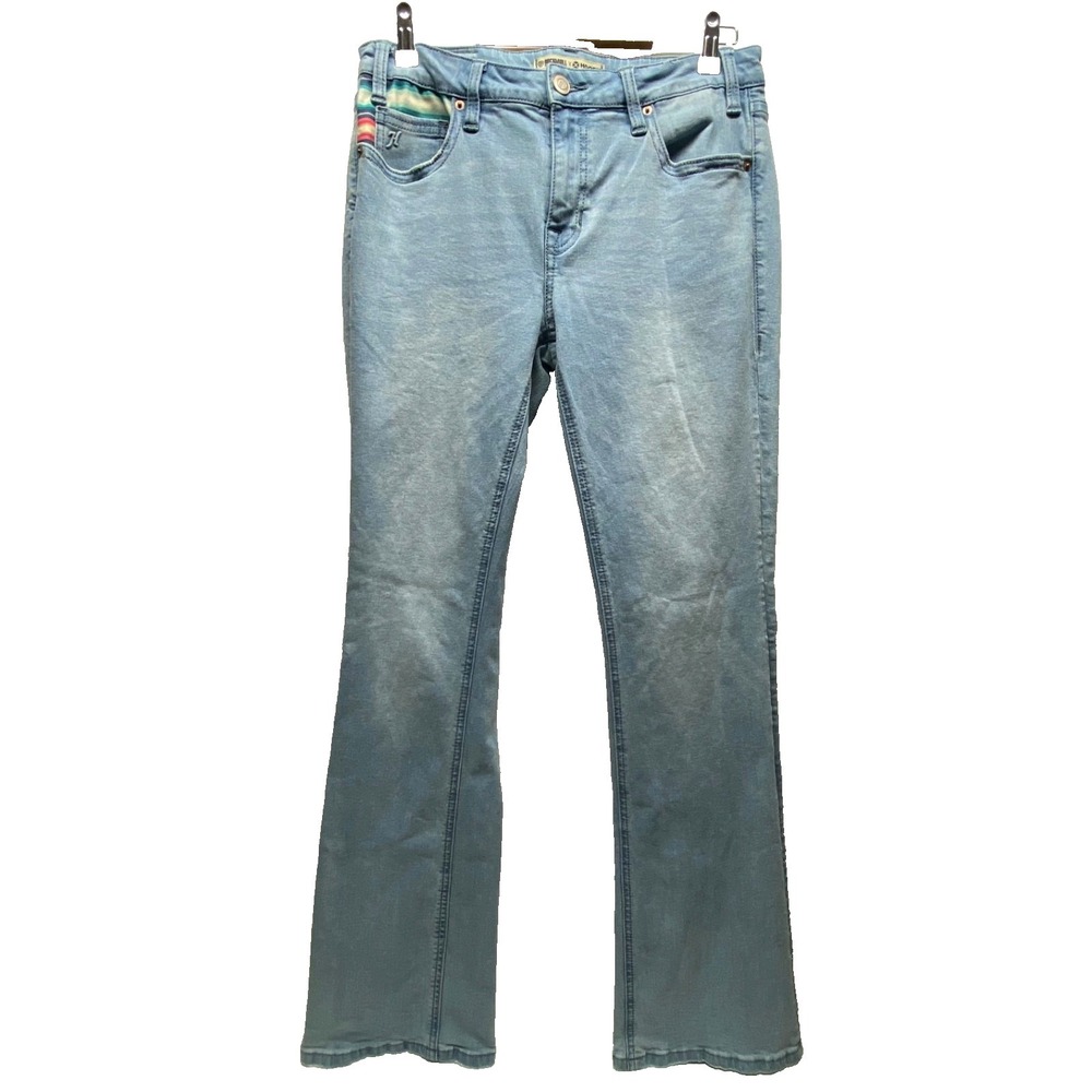 Rock & Roll Denim X Hooey Jeans Women's 30 x 34 Bootcut Button Fly Mid Rise EUC